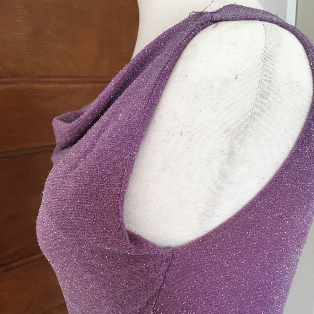 Vintage Sparkly Purple Cowl Neck Tank Top - Picture 4 of 6